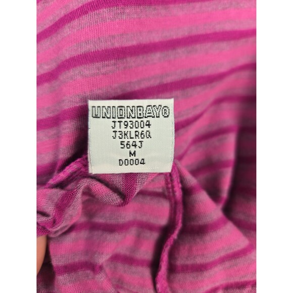 Y2K Union Bay V-Neck Collared Shirt Striped Top Cap Sleeve Purple Pink Women Med - Picture 7 of 7